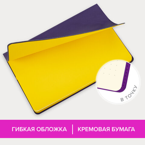 Блокнот А5 (148×218 мм), BRAUBERG «Metropolis Mix», под кожу, 80 л., в точку, черный, 113314