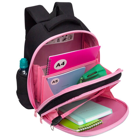 Ранец GRIZZLY анатомическая спинка, c брелоком, для девочек, «YUMMY», 36×28х20 см