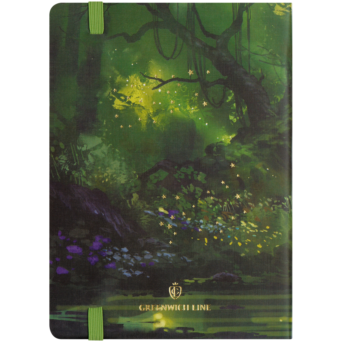 Записная книжка А6 80л. ЛАЙТ, кожзам, Greenwich Line «Mystical forest», с резинкой, тиснение фольгой, блок в клетку