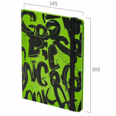 Блокнот с резинкой в клетку 96 л., А5 (145×203 мм), твердая обложка, BRAUBERG, «Calligraphy»