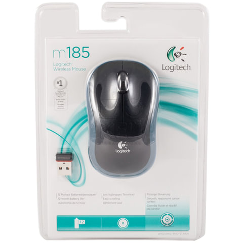 Мышь компьютерная Logitech Wireless Mouse M185 Swift Grey 910-002238