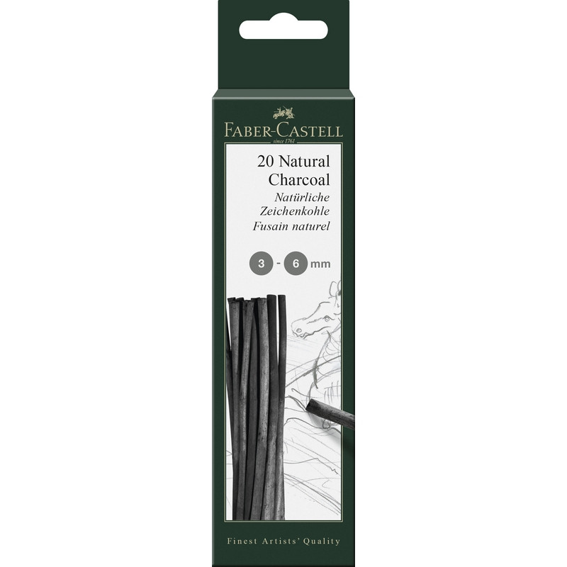 превью Уголь натуральный для рисования Faber-Castell Pitt (диаметр 3-6 мм) 20 штук