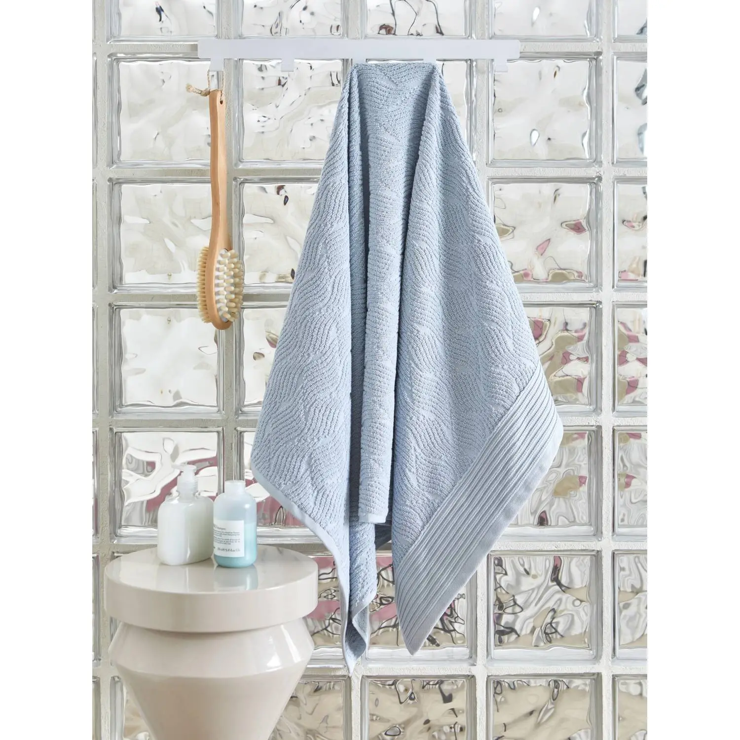 Полотенце махровое Комус банное бордюр Жаккард 70×120 см,500 г/м2, Голубой