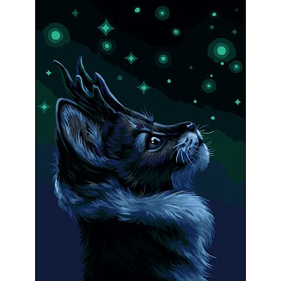 Картина по номерам на холсте ТРИ СОВЫ «Мистический кот», 30×40, с акриловыми красками и кистями