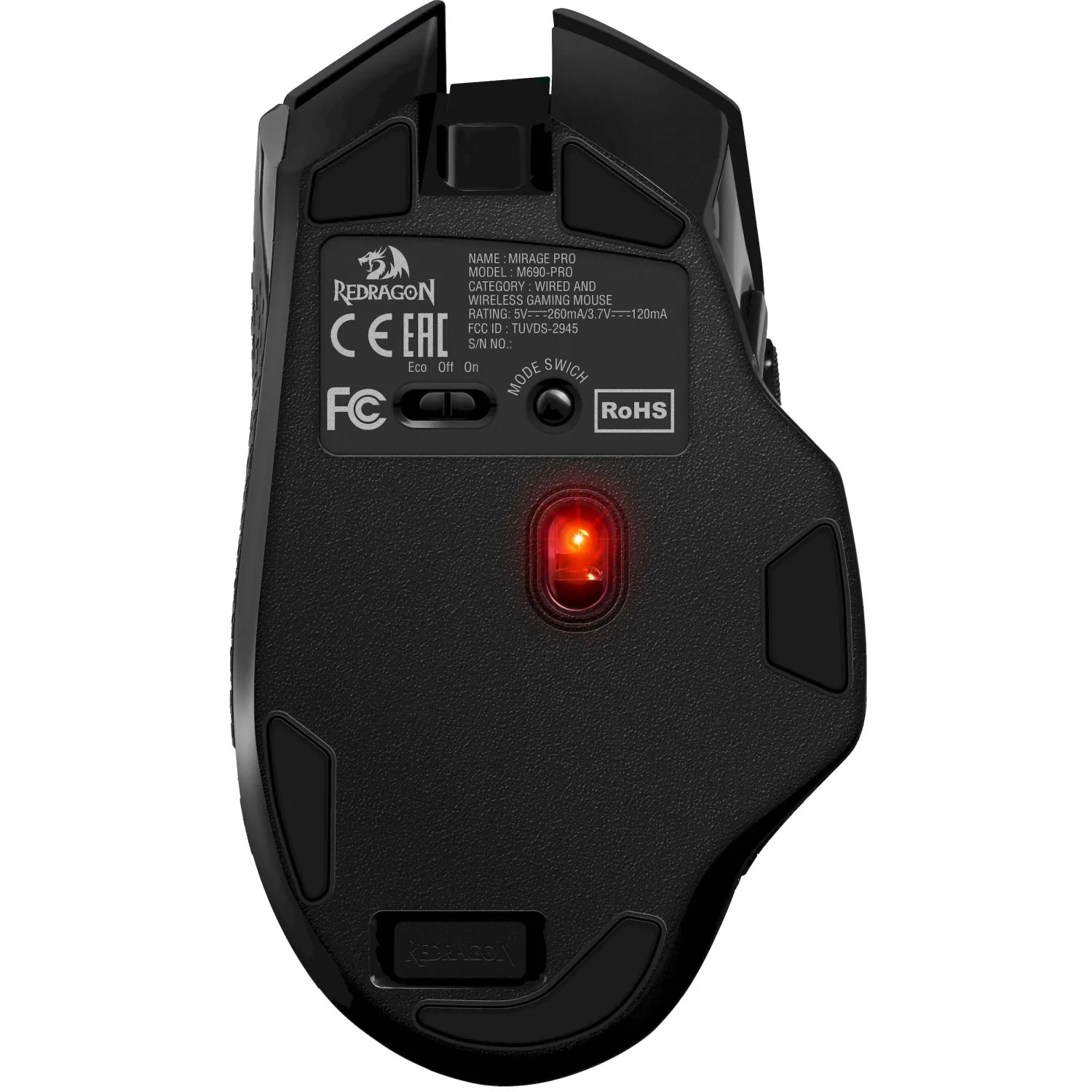 Мышь компьютерная Redragon Mirage Pro (71432)игр. черн, RGB,7кн,2.4G,8000dpi