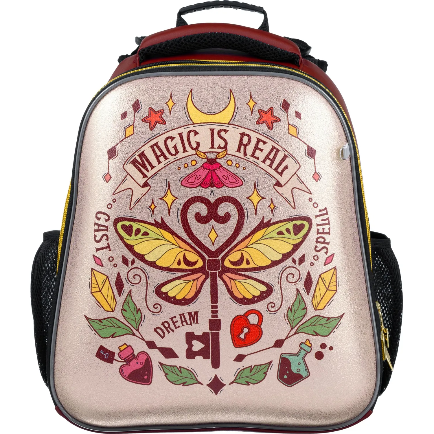 превью Ранец Комус Класс Basic Magic is real, золотой, 2 отд, эргоном спинка