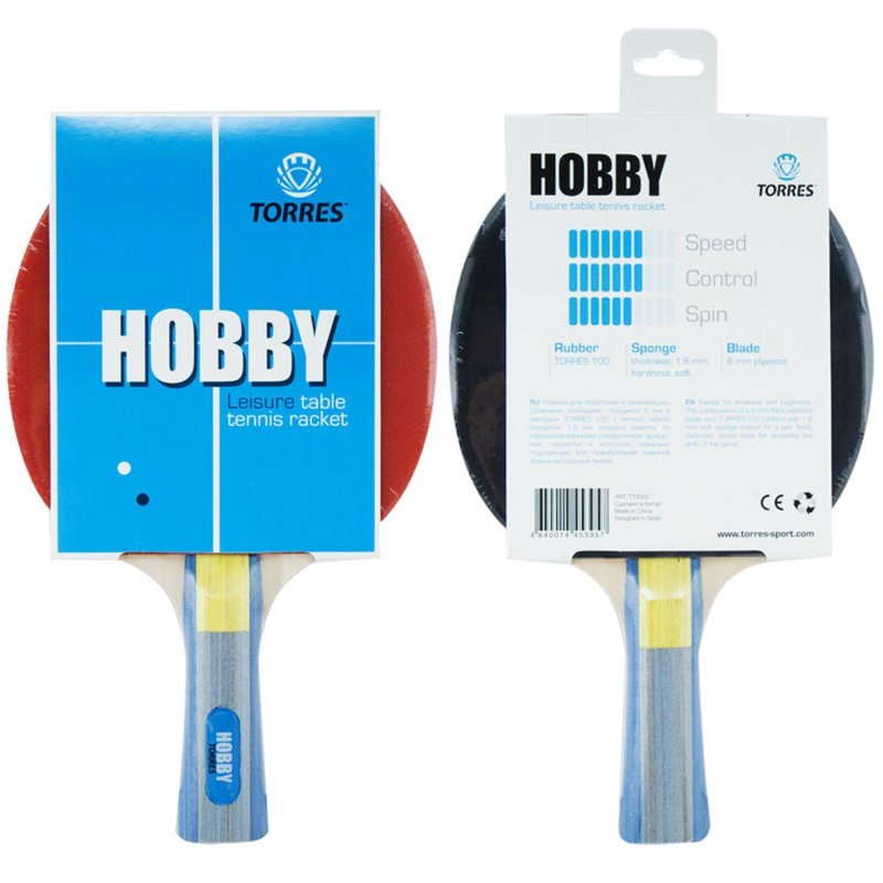 превью Ракетка для настол. тенниса TORRES Hobby, TT0003, коническая ручка