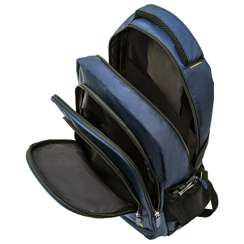 Рюкзак BRAUBERG TITANIUM универсальный, синий, желтые вставки, 45×28х18см