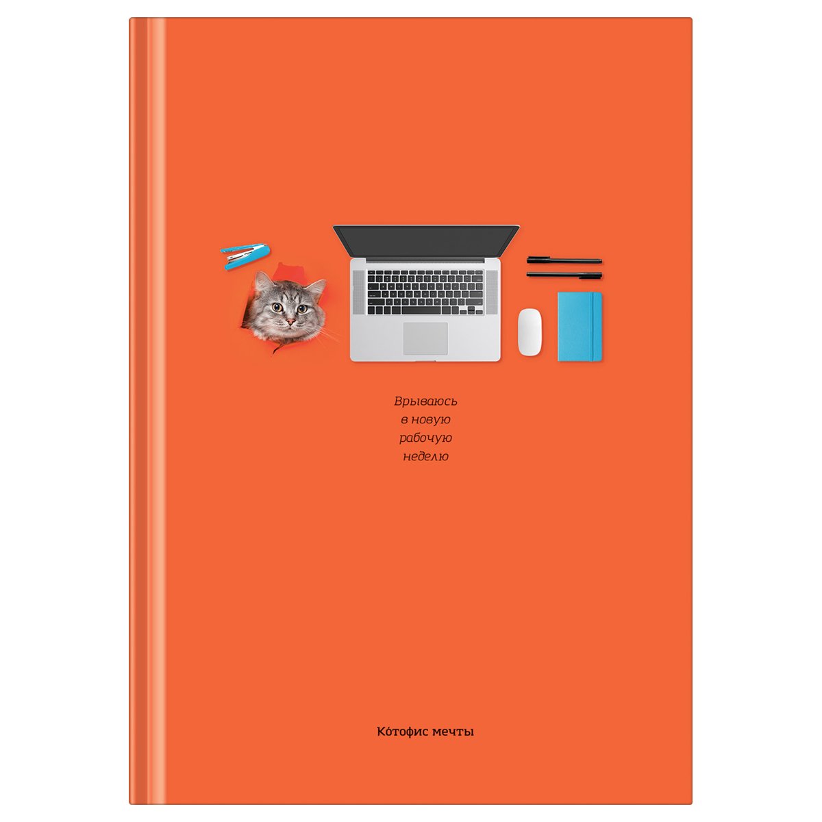 Бизнес-блокнот А5, 80л., BG «Котофис мечты», soft-touch ламинация