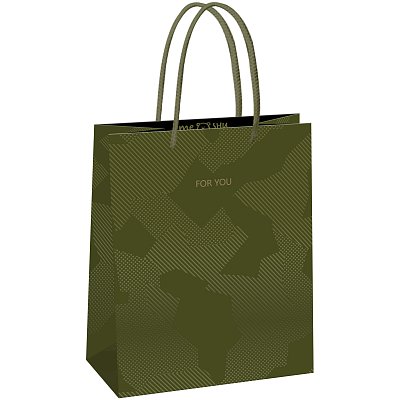 Пакет подарочный 18×23×10см MESHU «Green pattern», выборочный лак, матовая ламинация