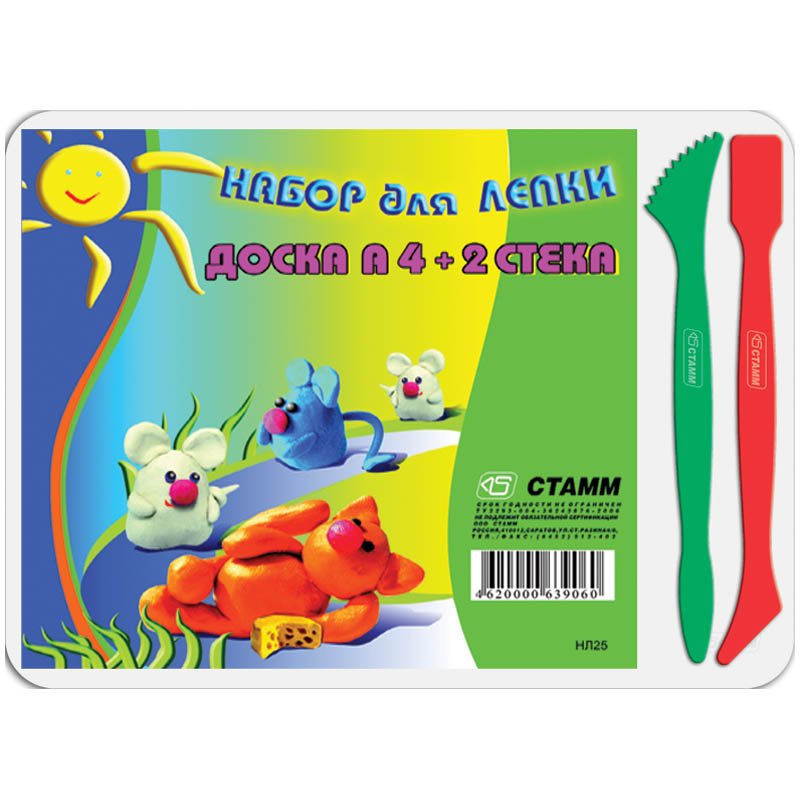 Доска для лепки А4, 280×200 мм, СТАММ, белая, 2 стека