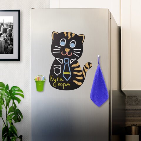 Доска на холодильник магнитно-меловая 30×40 см «Pussy Cat» с набором аксессуаров, BRAUBERG