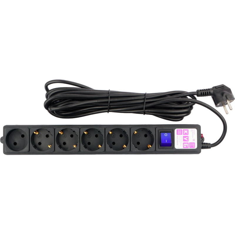 Сетевой фильтр Power Cube 5м 6 розеток, 16А/3.5кВт, провод 3×1.0
