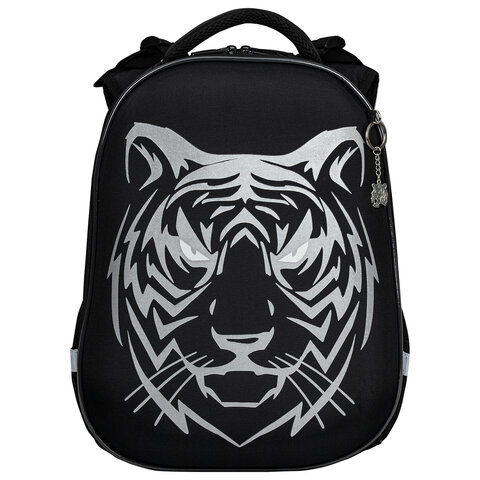Ранец BRAUBERG SHINY, 2 отделения, «Tiger», СВЕТЯЩИЙСЯ РИСУНОК, 36×28х14 см