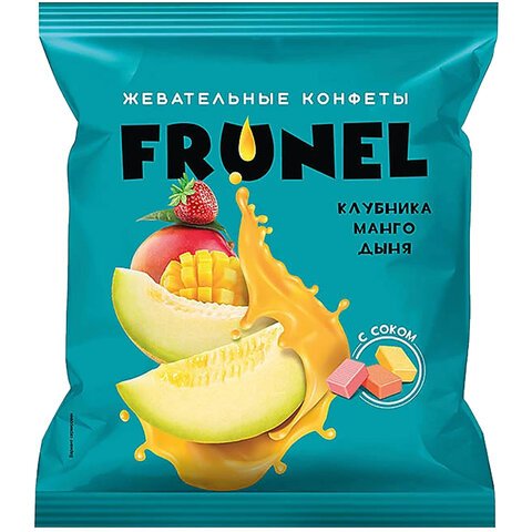 превью Конфеты жевательные FRUNEL со вкусом клубники, манго и дыни, 500 г, пакет
