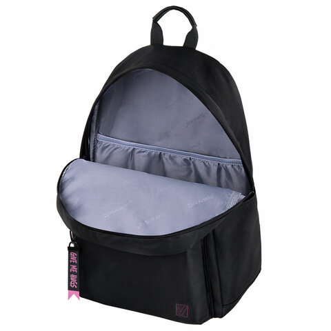 Рюкзак BRAUBERG FASHION CITY универсальный, карман-антивор, Hug me, черный, 44×31х16 см