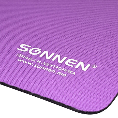 Коврик для мыши SONNEN «PURPLE», резина + ткань, 220×180х3 мм