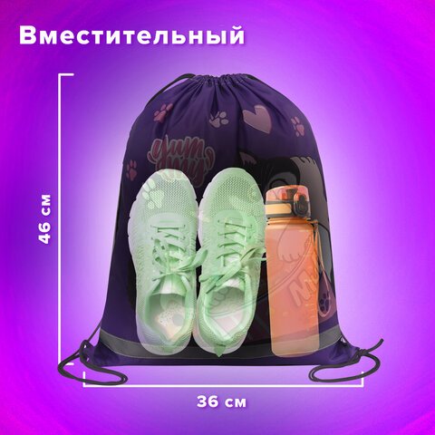 Мешок для обуви BRAUBERG KIDS, с петлей, светоотражающая полоса, 46×36 см, Sweet cheeks