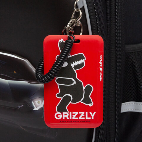 Ранец GRIZZLY анатомическая спинка, c бейджем, для мальчиков, «BLACK CAR», 36×28х20 см