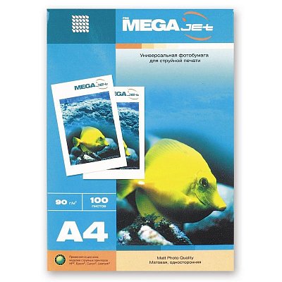 Бумага для цв. струй. печ. MEGAJET (А4.90г, матов., пачка 100л)