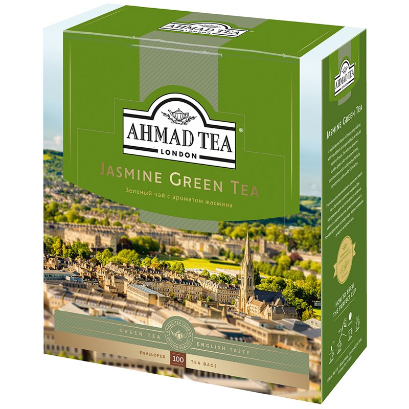Чай зеленый Ahmad Tea Green Jasmine (100 пакетиков в упаковке)