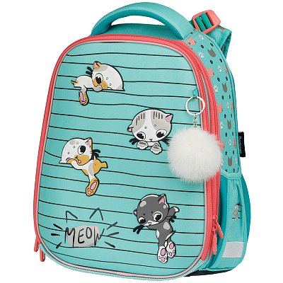 Ранец Berlingo Expert Max «Kittens green» 37×28×16см, 2 отделения, анатомическая спинка, дождевик в комплекте