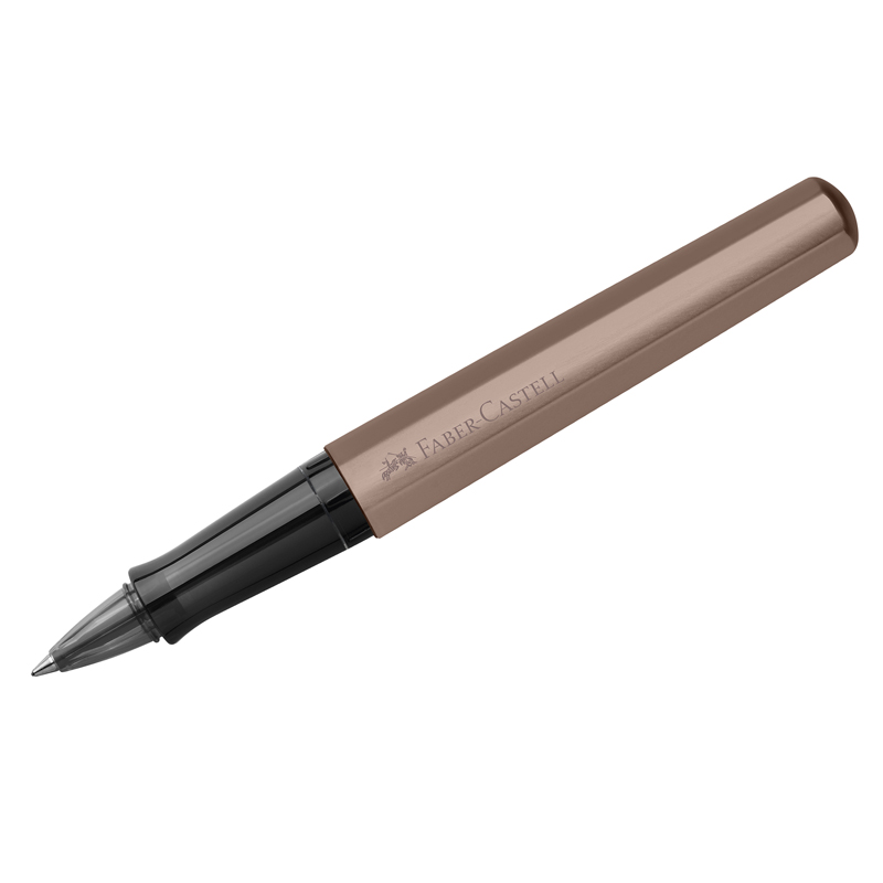 Ручка-роллер Faber-Castell «Hexo», черная, 0.7мм, шестигран., бронзовый корпус, инд. карт. упак. 