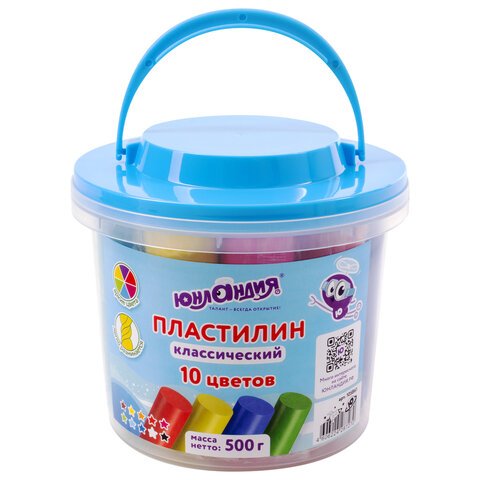 Пластилин в ведерке ЮНЛАНДИЯ «ПОДВОДНЫЙ МИР»10 цветов500 гВЫСШЕЕ КАЧЕСТВО105861