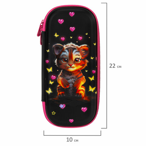 Пенал ЮНЛАНДИЯ, 1 отделение, 1 откидная планка, карман, EVA покрытие soft-touch, 22×10х5 см, «Tiger cub»
