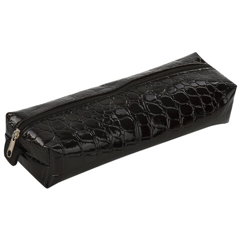 Пенал-косметичка BRAUBERG «Ultra black», «крокодиловая кожа», 20×6×4 см