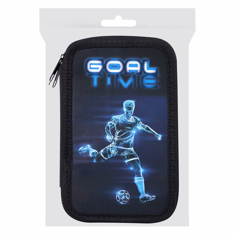 Пенал ПИФАГОР, 3 отделения, ламинированный картон, 19×11 см, «Goal»