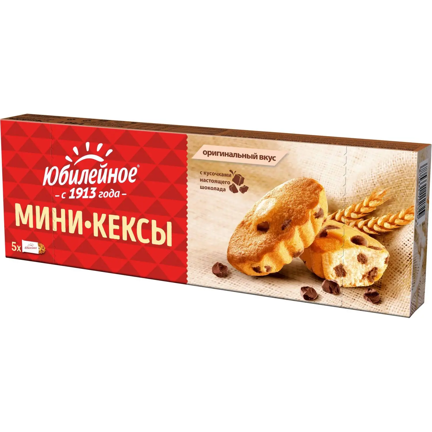 превью Пирожное Юбилейное мини-кексы с кусочками молочного шоколада, 140г