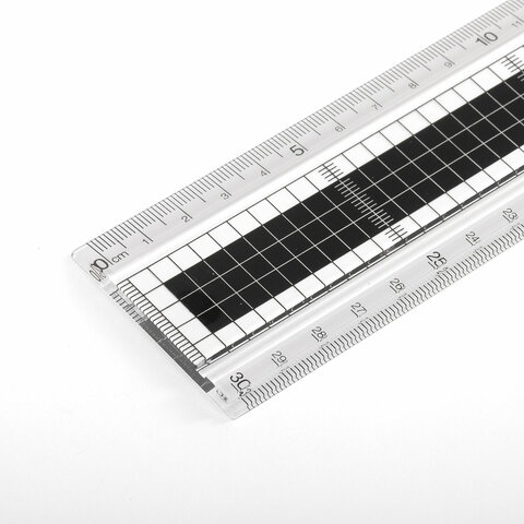 Линейка пластик 30 см BRAUBERG «EXTRA»прочнаяпрозрачнаячерно-белая печатьевроподвес210744