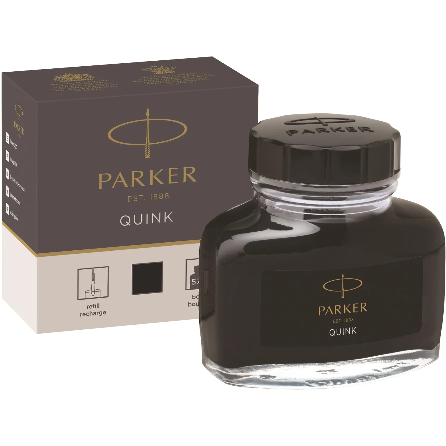 Чернила Parker Quink черные 57 мл в стеклянном флаконе (артикул производителя 1950375)