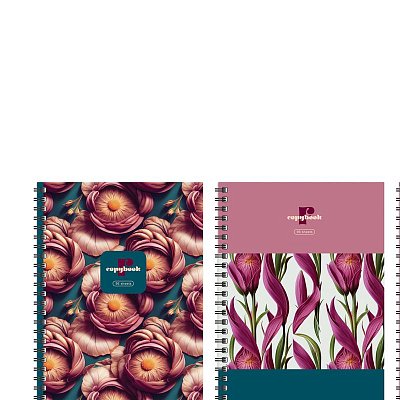 Тетрадь 96л., А4, клетка, на гребне BG «Flower story», глянцевая ламинация