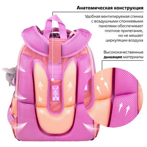 Ранец BRAUBERG SHINY, 2 отделения, «Cheerful», 36×28х14 см
