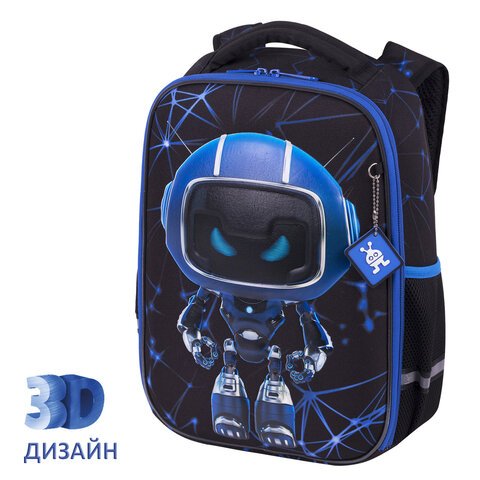 превью Ранец BRAUBERG LIGHT, 1 отделение, с брелоком, «Evil robot», 3D-панель, 36×26х13 см