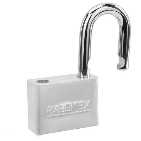 Замок навесной стальной 60 мм «Никель», антикоррозионное покрытие, 4 ключа, RABBITEX (РАББИТЕКС)
