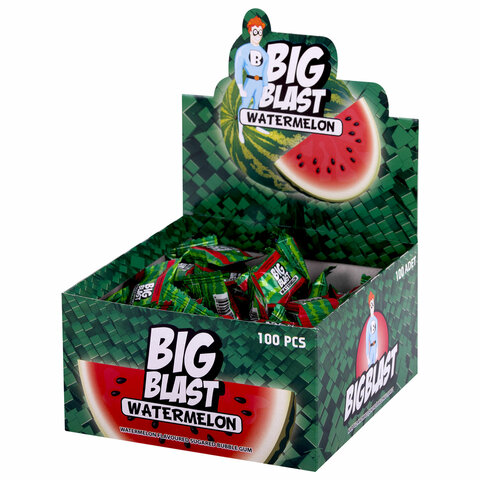 Жевательная резинка BIGBLAST со вкусом арбуза, 100 шт. по 4 г в шоу-боксе, ТУРЦИЯ