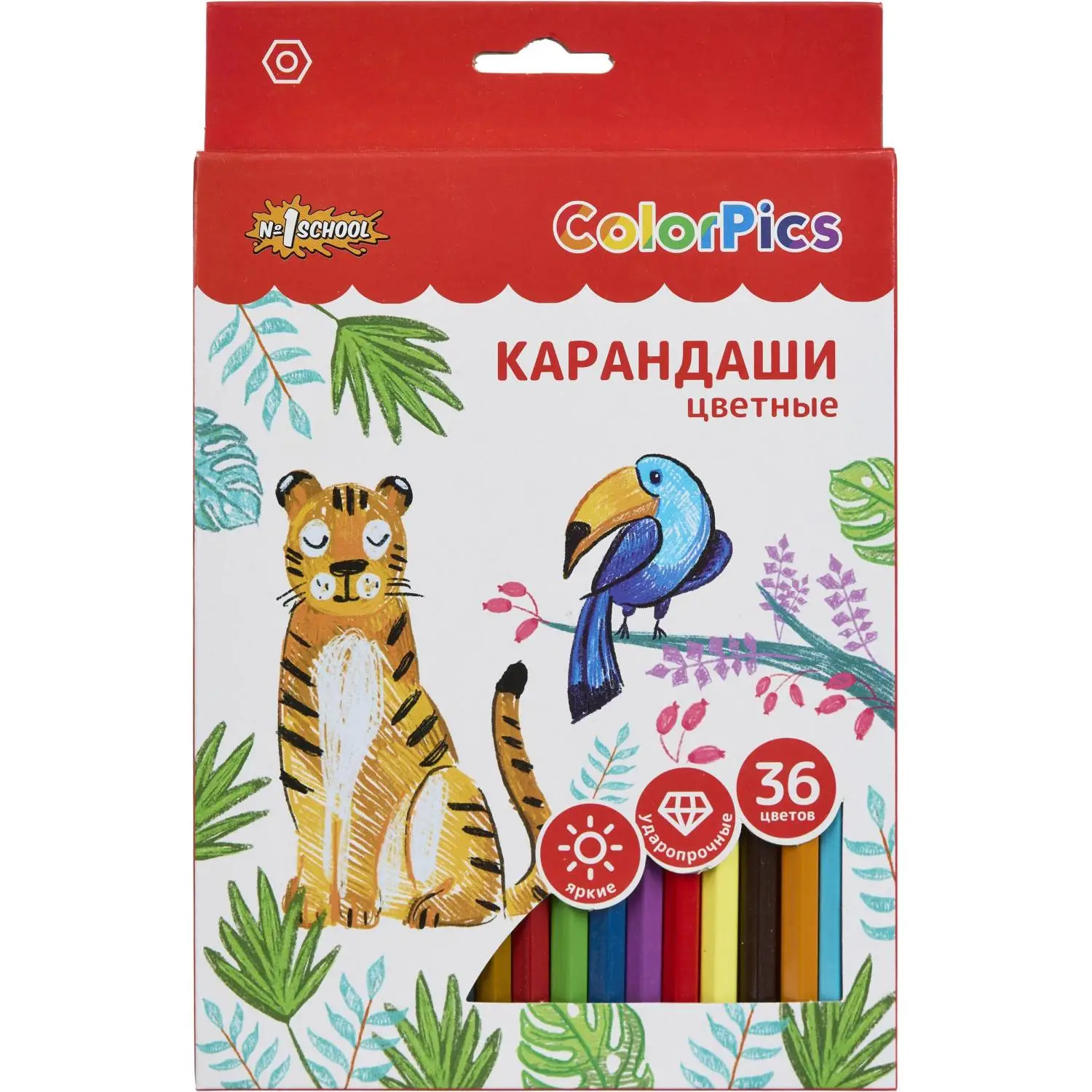 Карандаши цветные 36 цв 6-гран №1School ColorPics в наборе