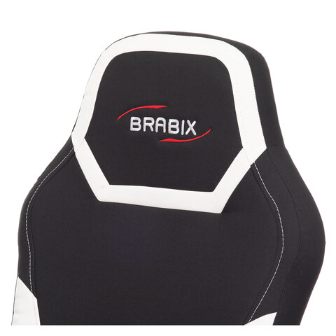 Кресло компьютерное BRABIX «Alpha GM-018», ткань/экокожа, черное/белое, 532640