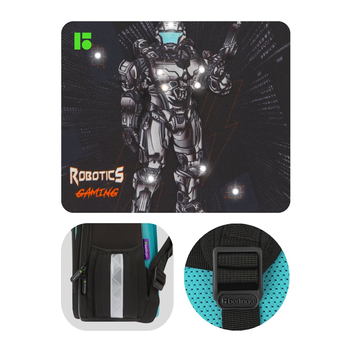 Ранец Berlingo Expert Plus «Robotics gaming» 38×29×15см, 2 отделения, 2 кармана, анатомическая спинка