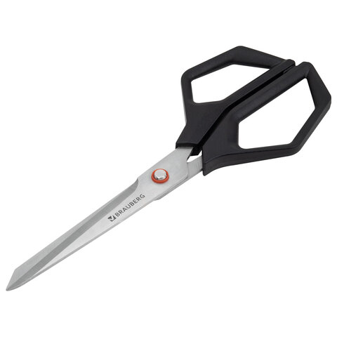 Ножницы BRAUBERG «Super black» 220 мм, черные, 3-сторонняя заточка, ручки из ABS-пластика
