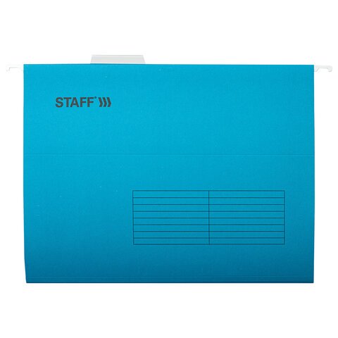 Подвесные папки А4 (350×240 мм), до 80 л., КОМПЛЕКТ 10 шт., синие, картон, STAFF