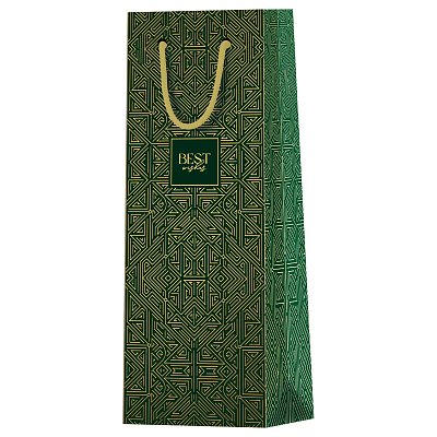 Пакет подарочный 12×36×8.5см MESHU «Strict pattern», матовое ламинирование, отд. фольгой, под бутылку