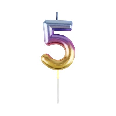 Свеча для торта с держателем MESHU «Цифра »5", 6см, градиент, блистер