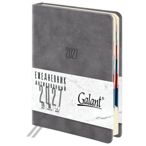 превью Ежедневник датированный 2027, B6, 125×173 мм, GALANT «Vivid», под кожу, серый