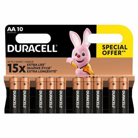 превью Батарейки КОМПЛЕКТ 10 шт. DURACELL Basic ОРИГИНАЛAA (LR615А)алкалиновыепальчиковые