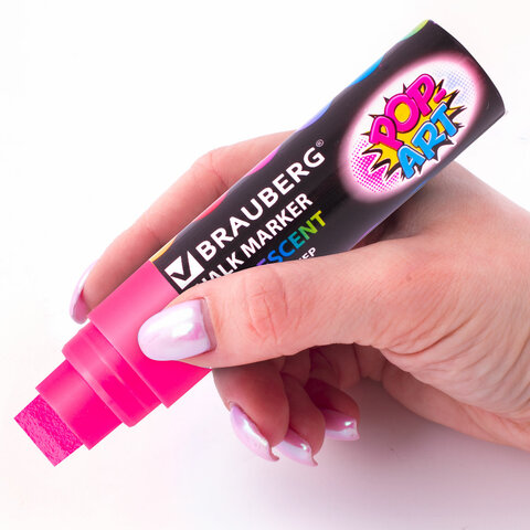 Маркеры меловые BRAUBERG «POP-ART», НАБОР 4 шт., сухостираемые, для гладких поверхностей, 15 мм, АССОРТИ, 151545