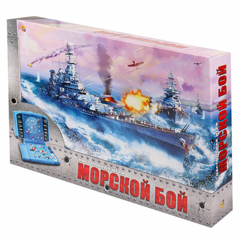 превью Игра настольная «Морской бой», игровое поле 2 шт., фишки, фигурки кораблей, РЫЖИЙ КОТ